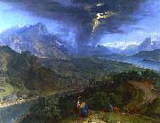 jean-francois millet Mountain Landscape with Lightning. oil painting artist